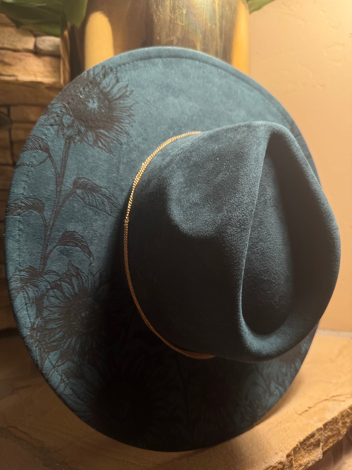 In Bloom Vegan Suede Wide Brim Hat