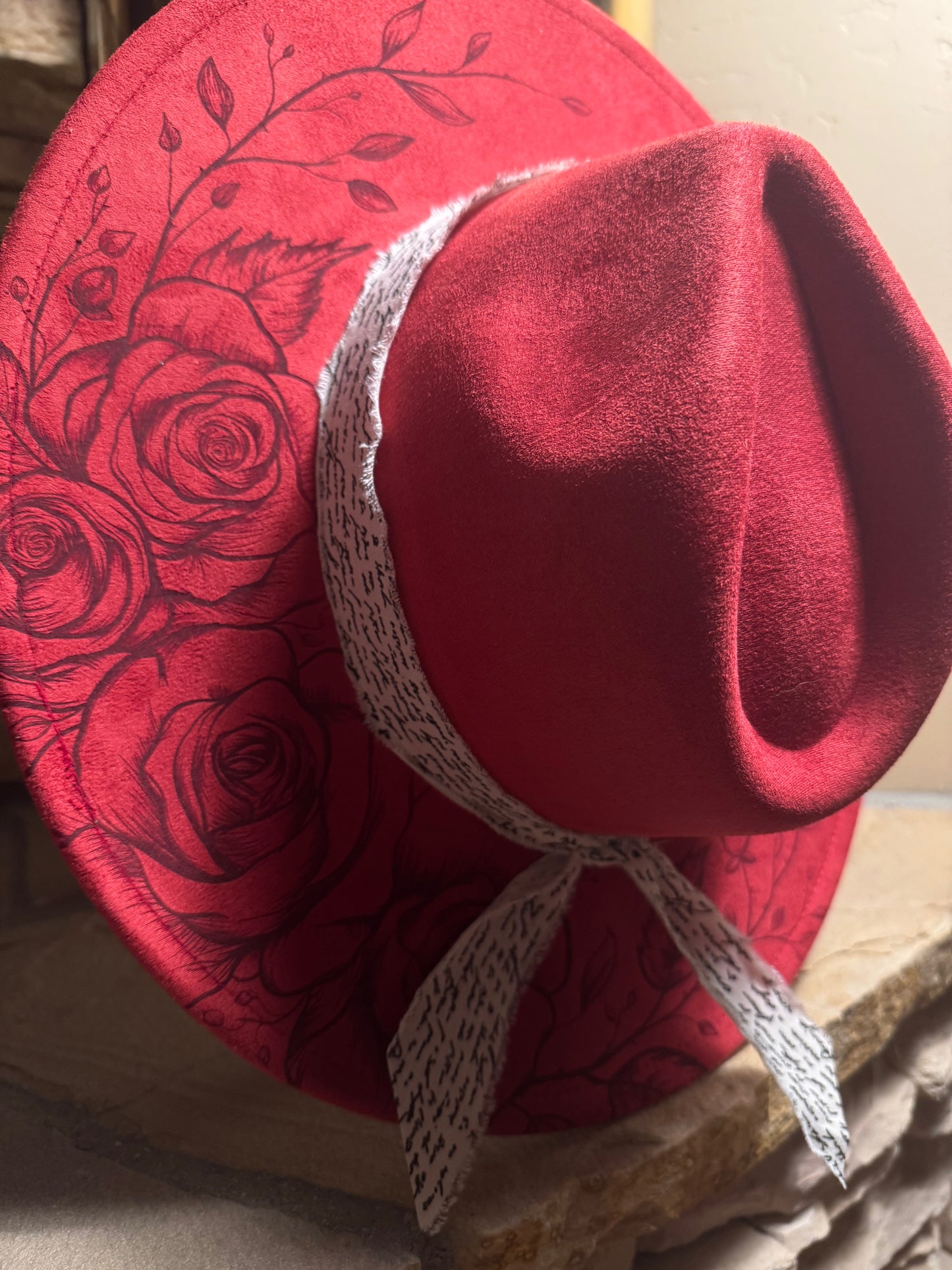 Rose Marie Vegan Suede Wide Brim Hat