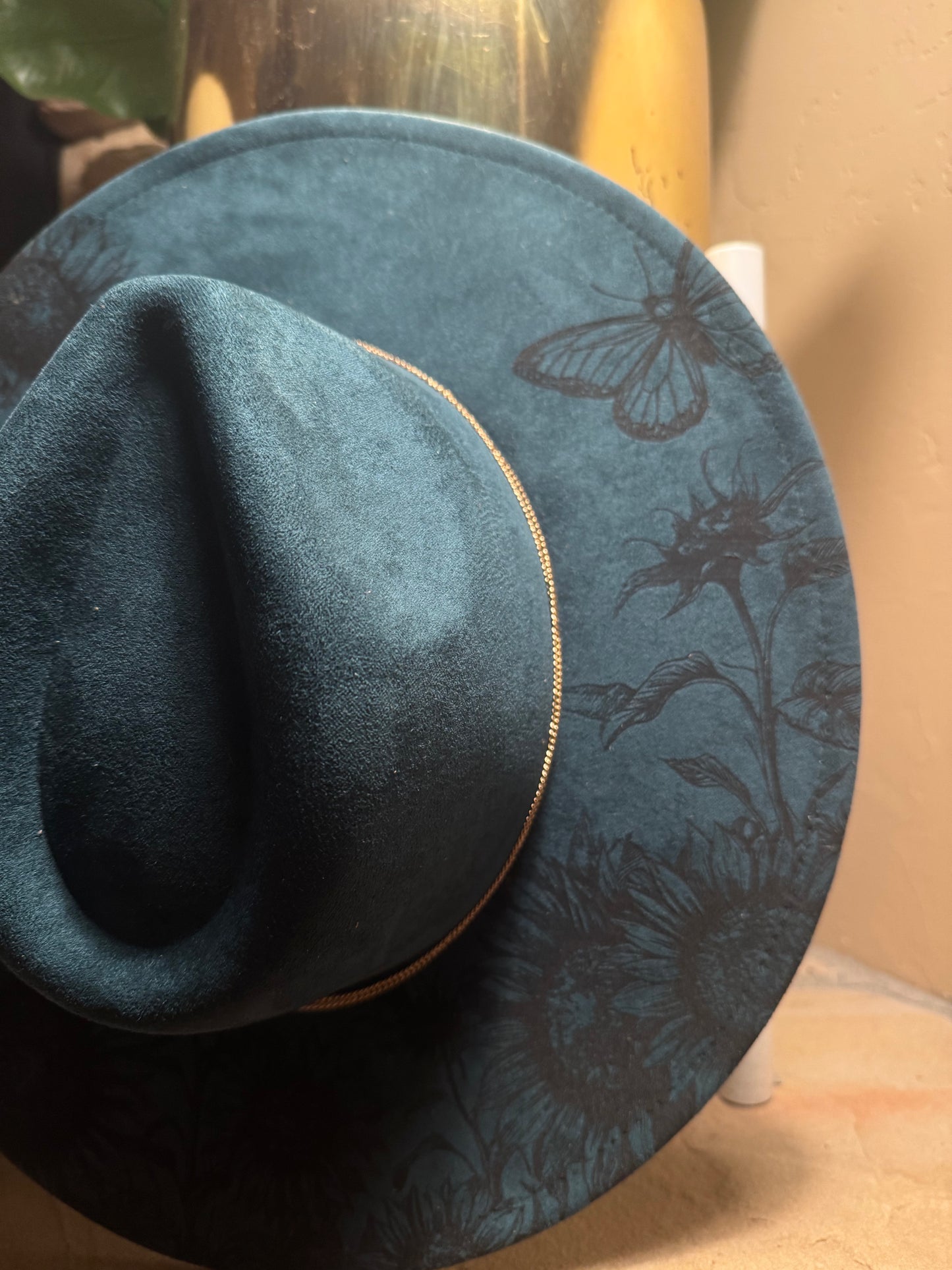 In Bloom Vegan Suede Wide Brim Hat