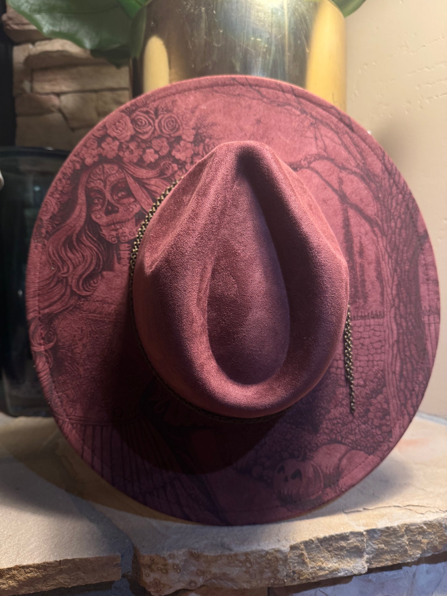 La Vida Sagrada Suede Wide Brim Hat