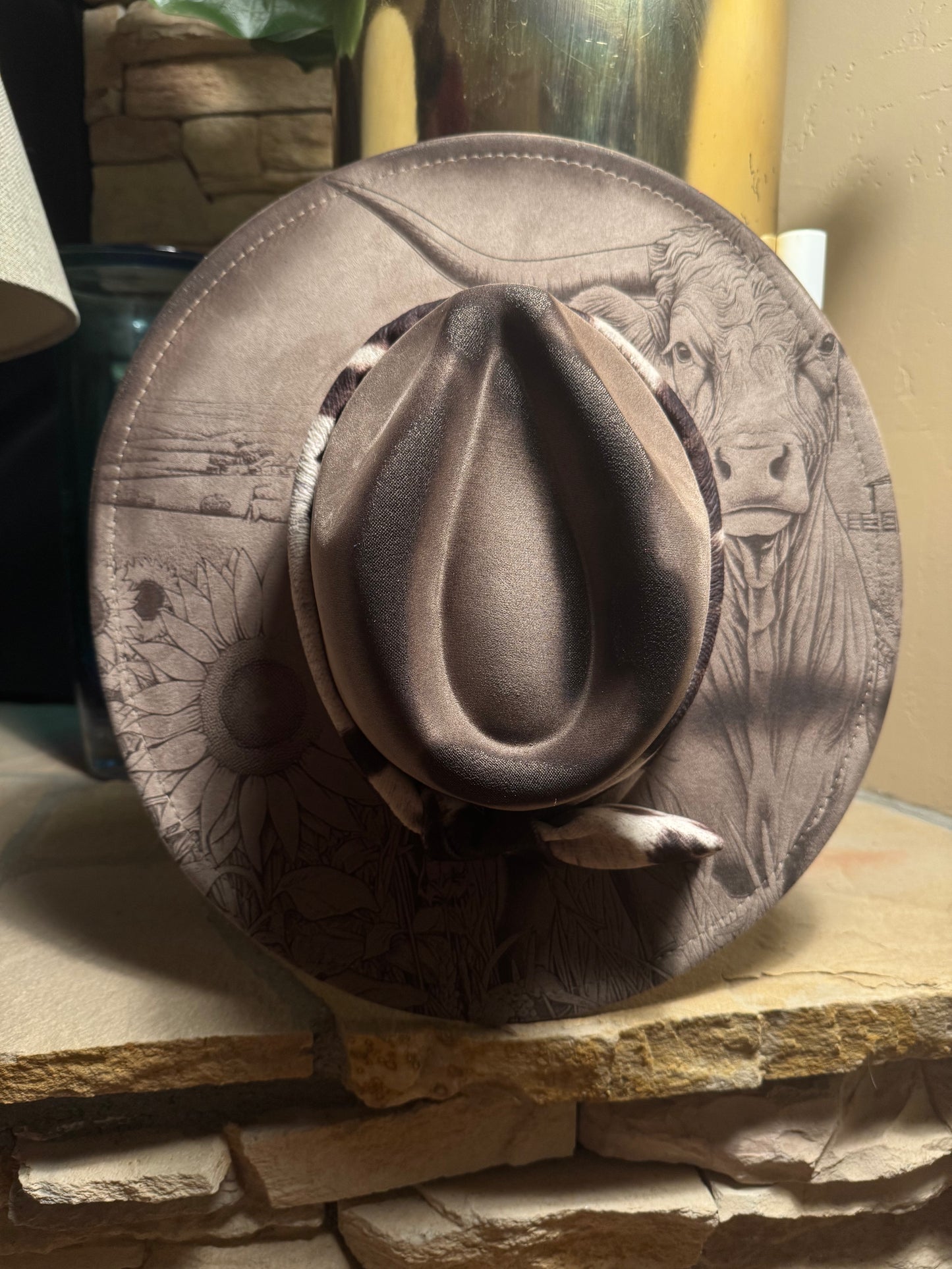 Rooted West Burned Vegan Suede Wide Brim Hat