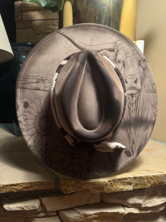 Rooted West Burned Vegan Suede Wide Brim Hat