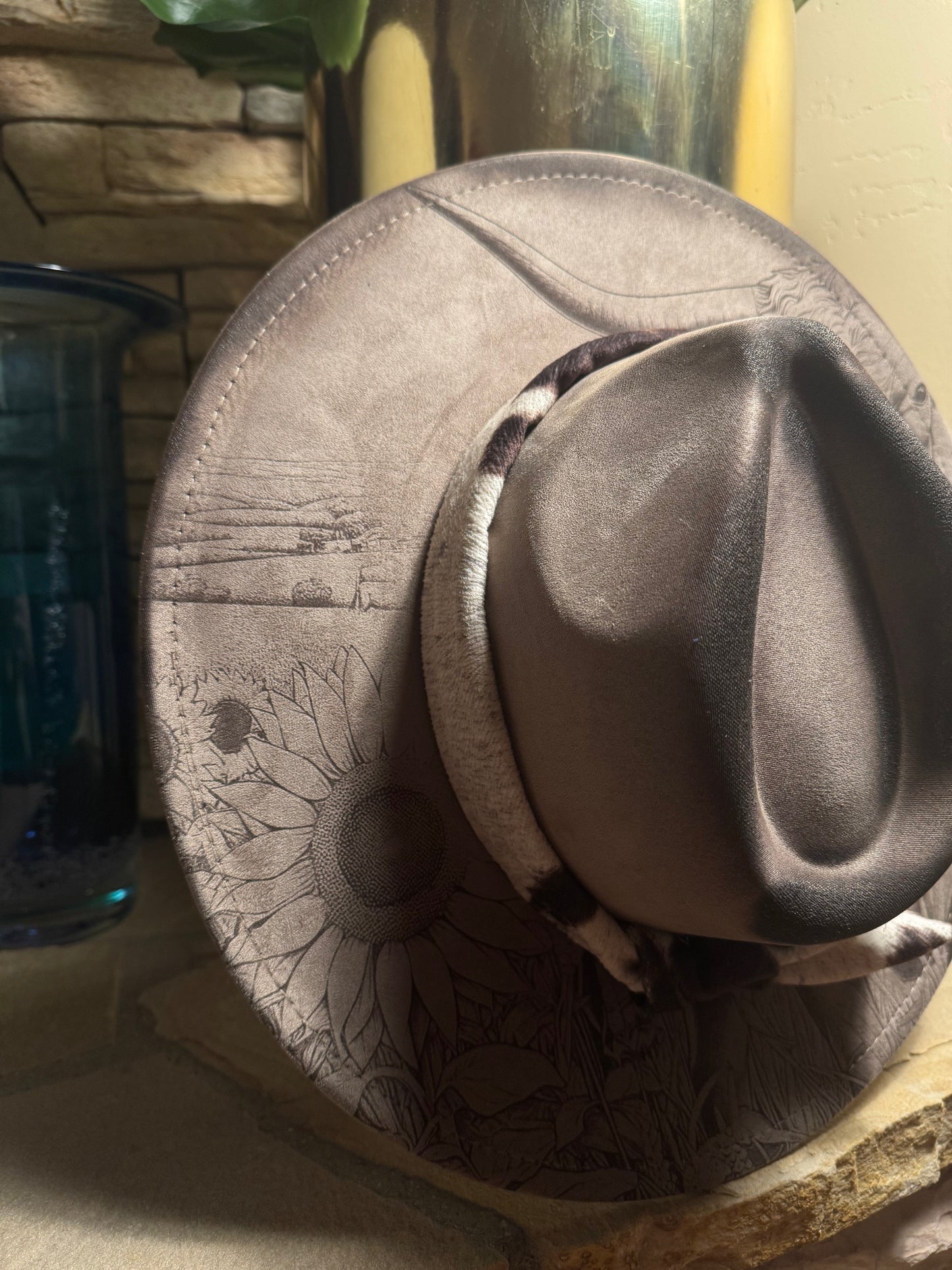 Rooted West Burned Vegan Suede Wide Brim Hat