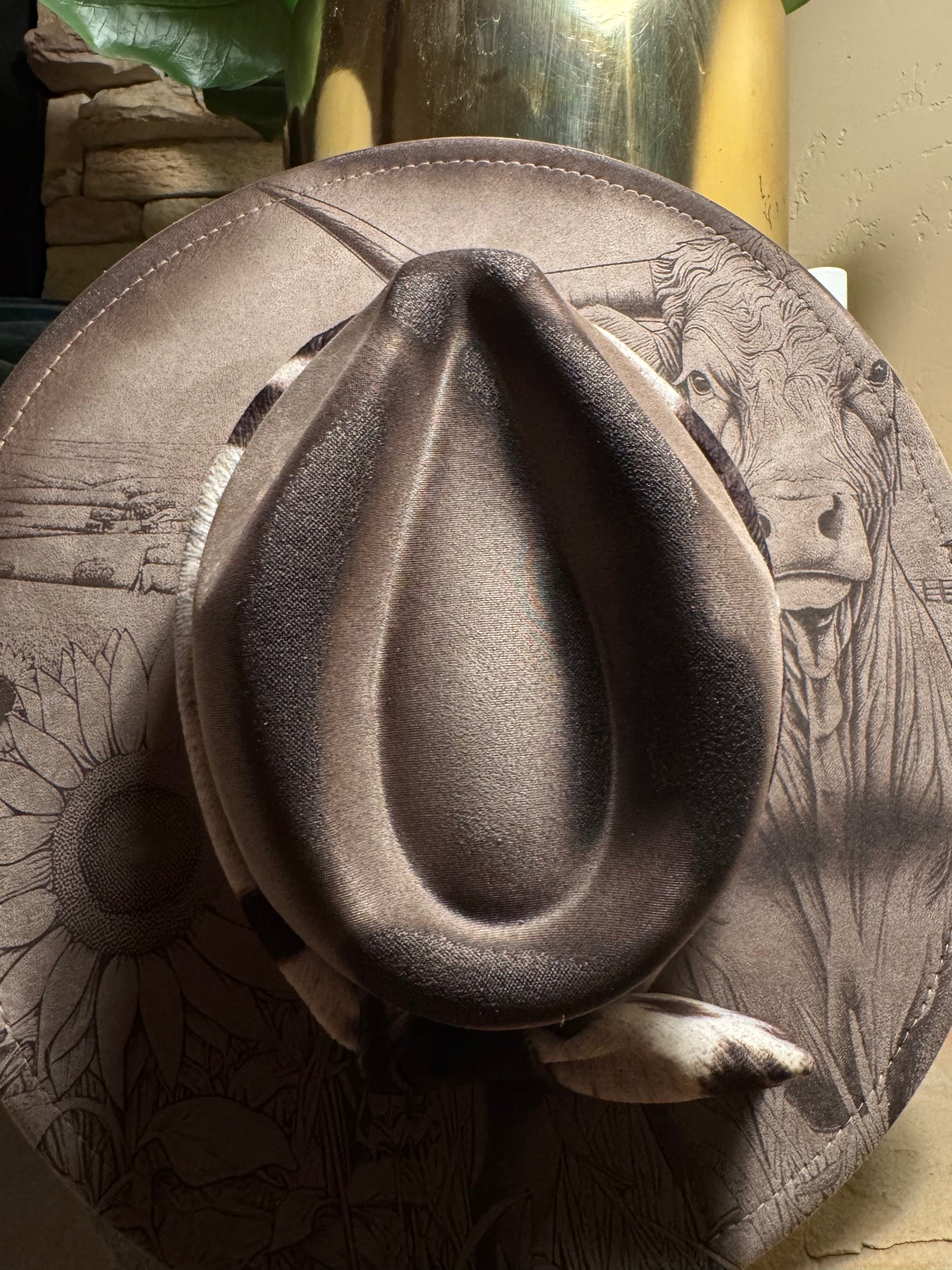 Rooted West Burned Vegan Suede Wide Brim Hat