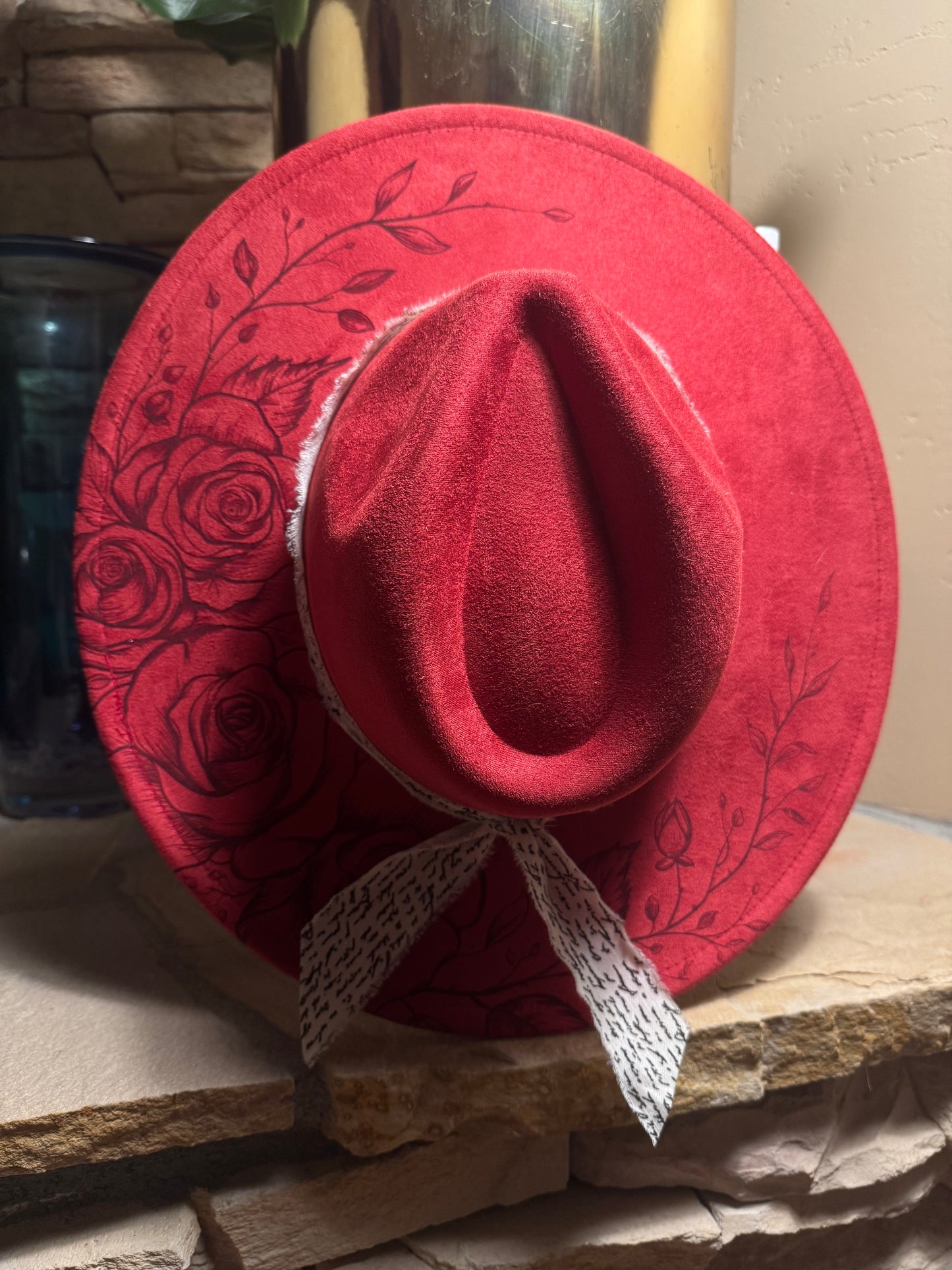 Rose Marie Vegan Suede Wide Brim Hat